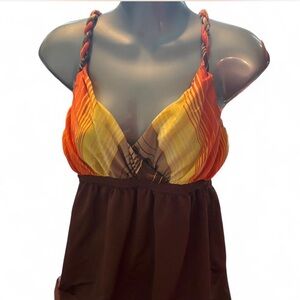 Rare Vintage Y2K Bebe Colorful Strappy Bubble Dress Sz L